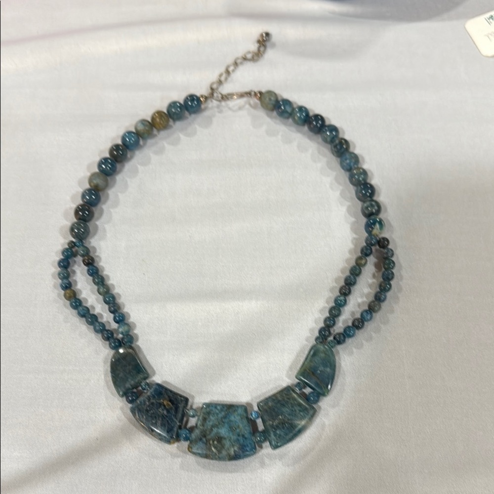 💎 Blue Apatite Statement Necklace-Natural Gemstone Jewelry – Artisan Crafted
